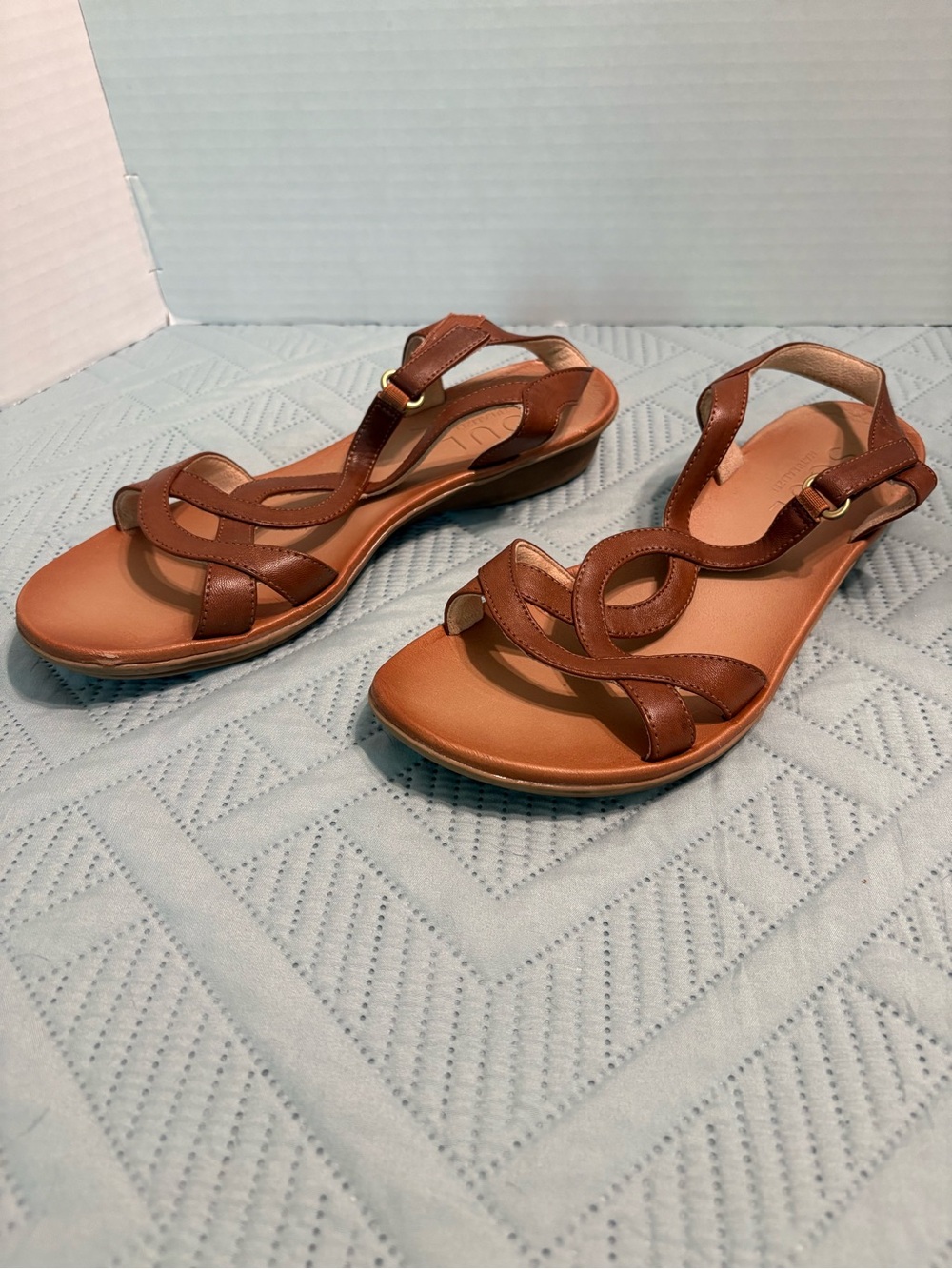 SOUL Naturalizer Solo Sandals Toffee Brown Women’s Size 10 Strappy 1 Inch Heel - Picture 2 of 10